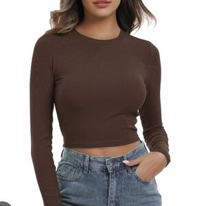 Sunday Best Chocolate Long Sleeve Crop Top